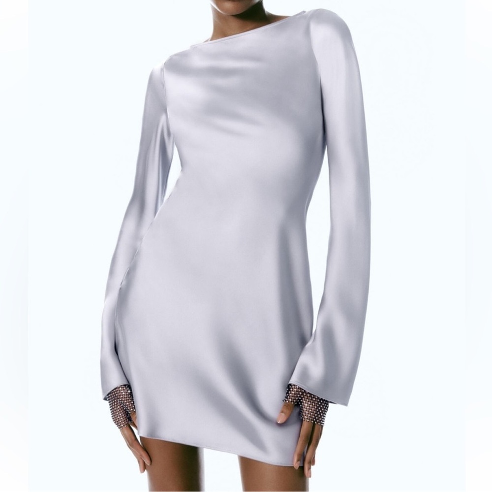 Zara long sleeve satin dress